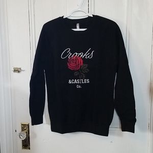 Crooks & Castles black w/rose crewneck